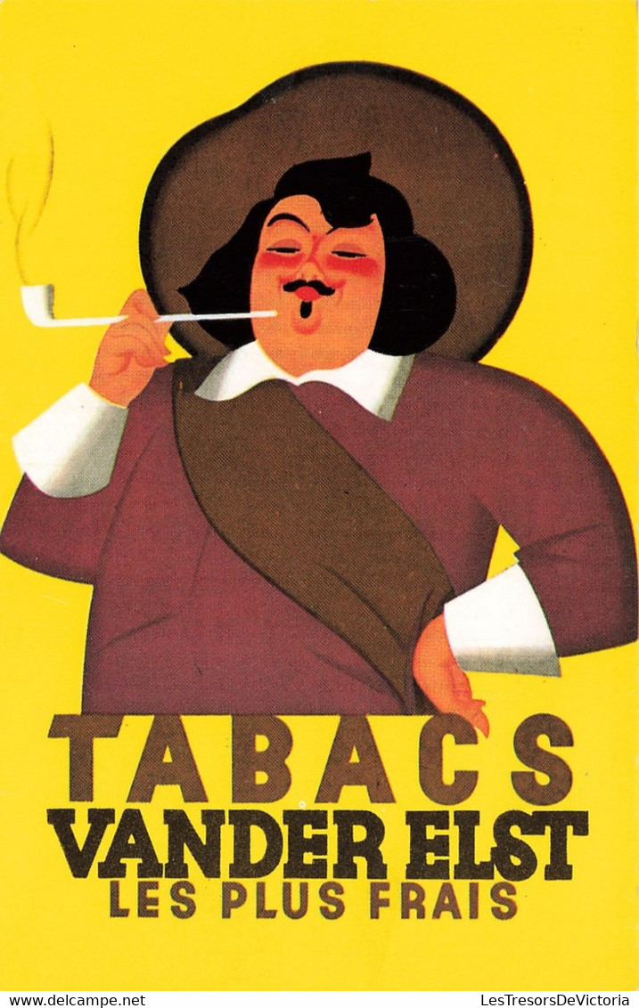 Publicité Tabacs Vander Elst Les Plus Frais - Dessin Sur Fond Jaune -  Carte Postale Ancienne - Reclame