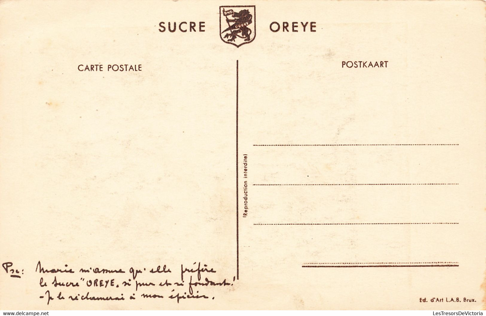 Publicité Sucre Oreys - Edit. Art L.A.B. - Leurs Altesses Royales Les Princes De Belgique - Carte Postale Ancienne - Werbepostkarten