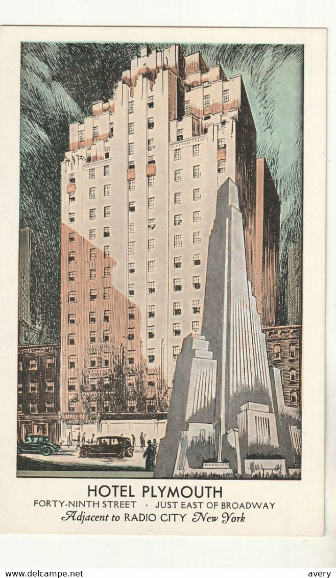 Hotel Plymouth, Forty-ninth Street - Just East Of Broadway, Adjacent To Radio City, New York - Cafés, Hôtels & Restaurants