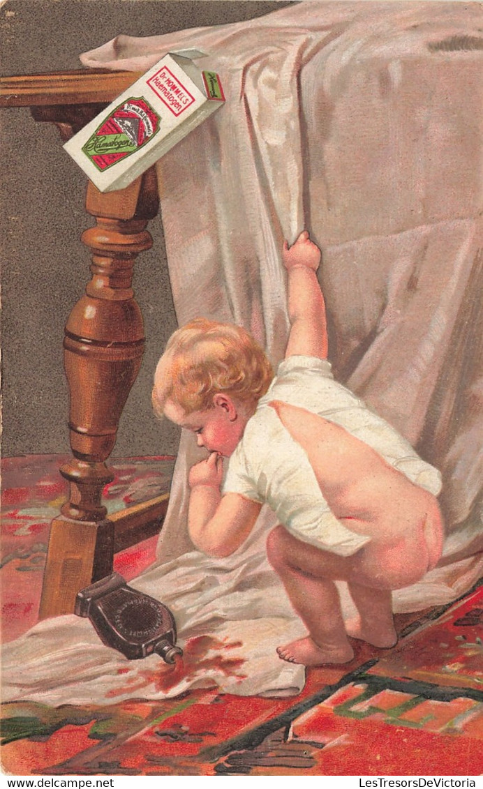 Publicité Hématogène Du Docteur Hommel Fortifiant Par Excellence - Bébé Attrapant Le Sirop - Carte Postale Ancienne - Werbepostkarten