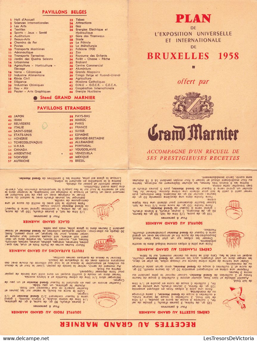 Publicité Grand Marnier - Plan De L'exposition Universelle Et Internationale De Bruxelles 1958 - Dim. Ouvert 21/26 Cm - Werbepostkarten