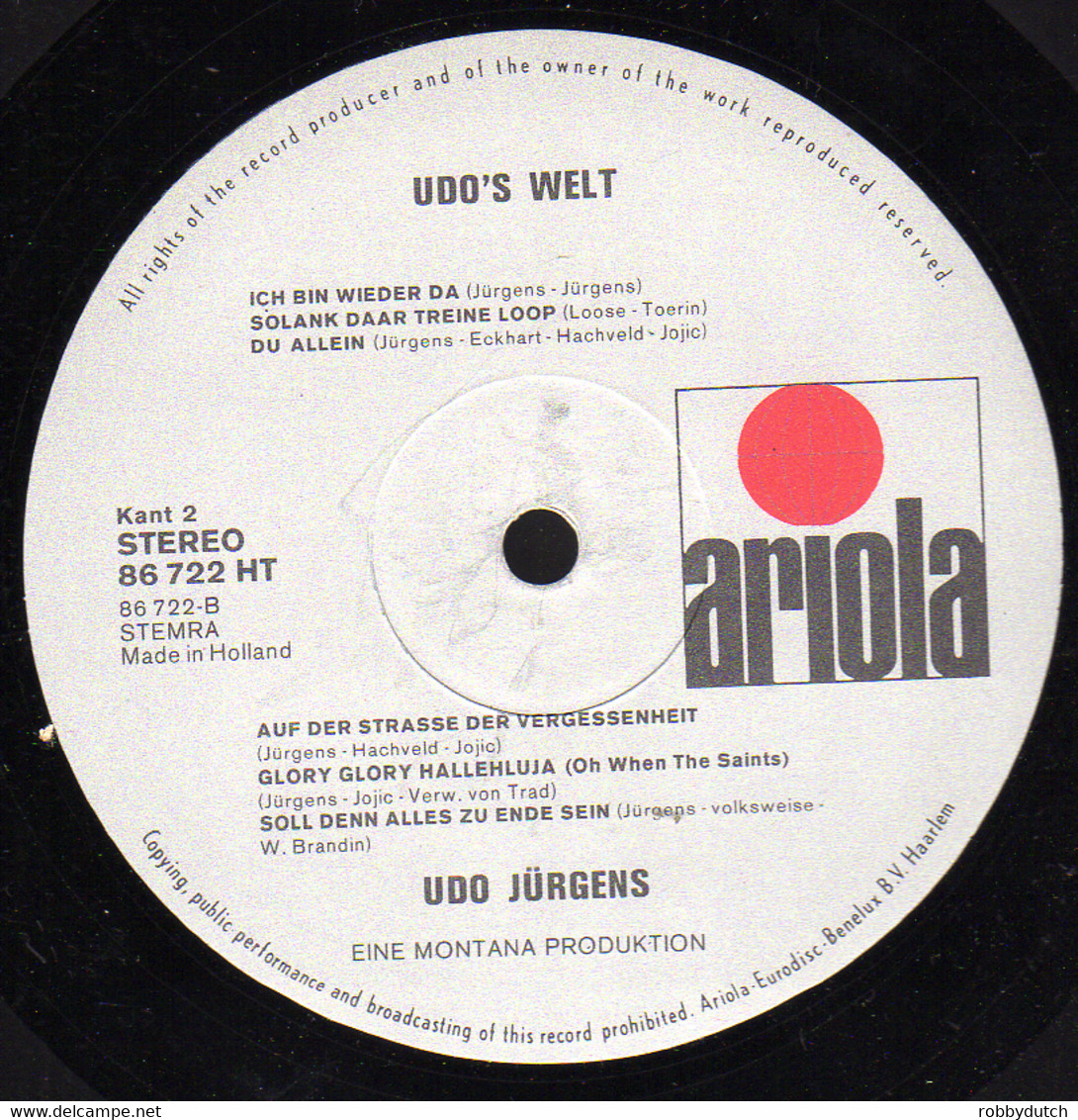 * LP *  UDO JÜRGENS - UDO'S WELT (Holland 1973 EX-) - Autres - Musique Allemande