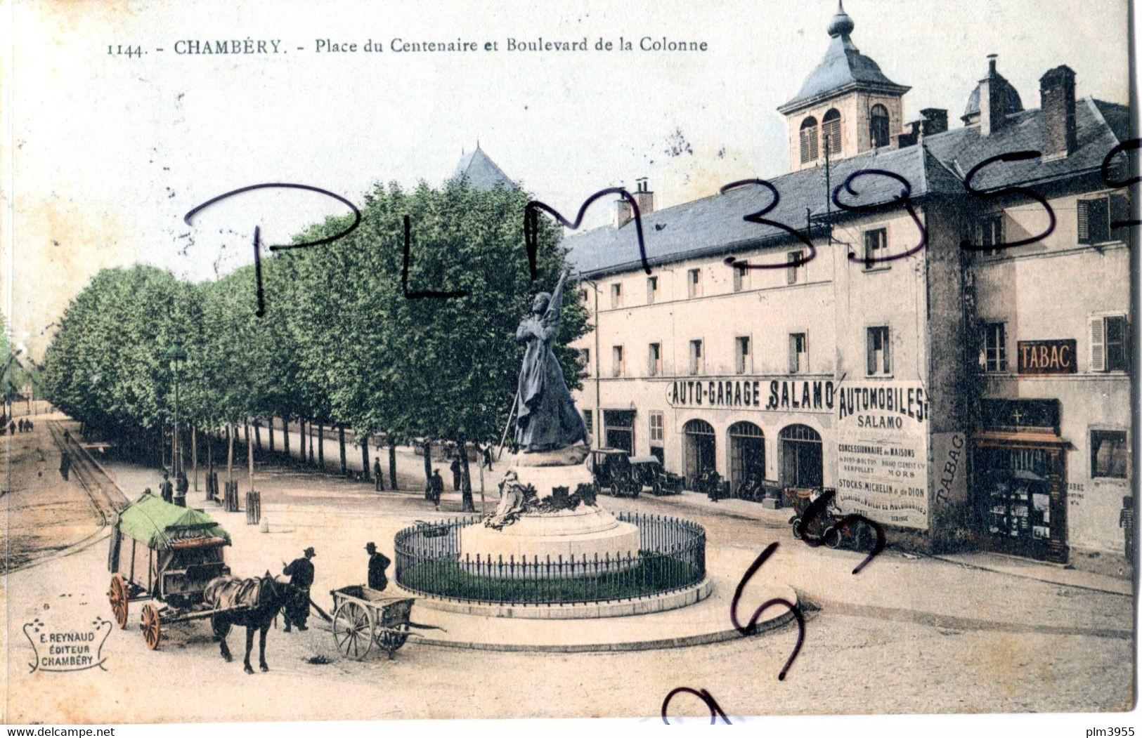 AL   73   73 - Chambéry - Place Du Centenaire Boulevard De La Colonne  Charrette  Voitures Devant Le Garage SALANO Animé - Chamoux Sur Gelon