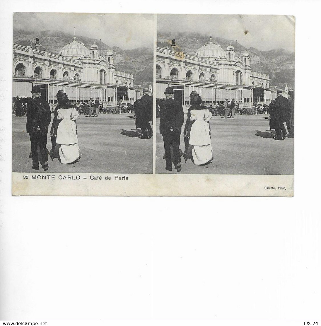 MONTE CARLO. CAFE DE PARIS. CARTE STEREOSCOPIQUE. CACHET MILITAIRE DE 1914 - Cafés & Restaurants