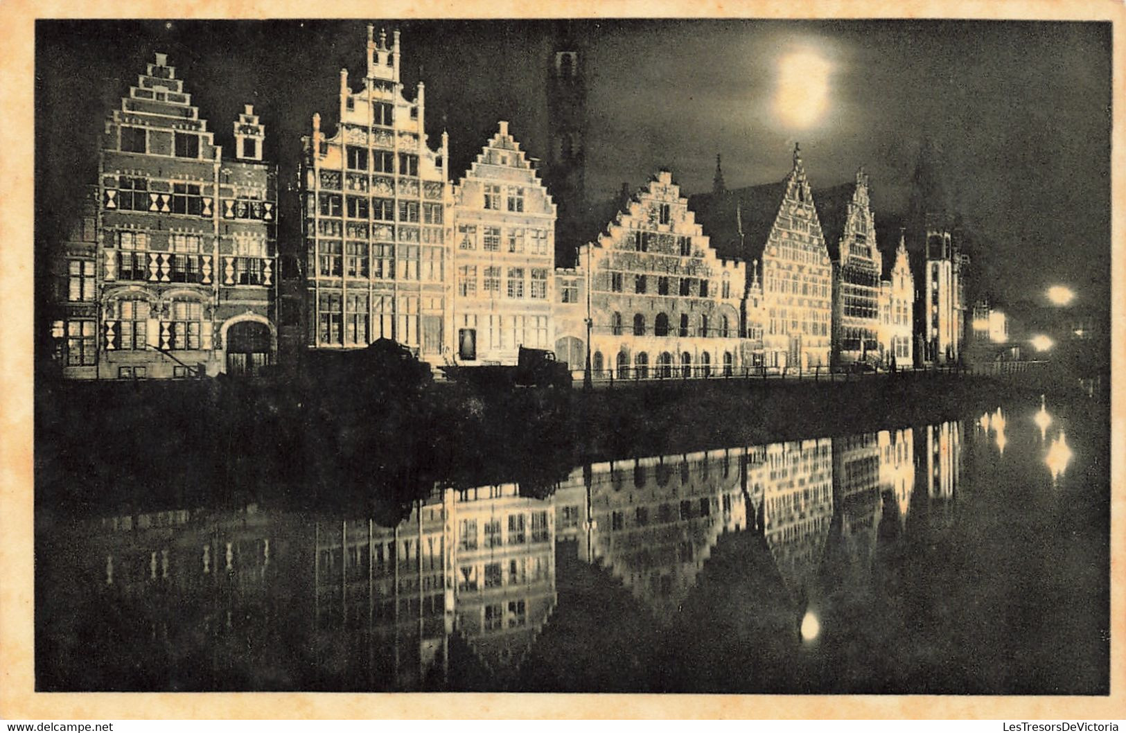 Publicité Chocolat Martougin - Gand - Illumination Du Quai Aux Herbes - Canal - Carte Postale Ancienne - Werbepostkarten