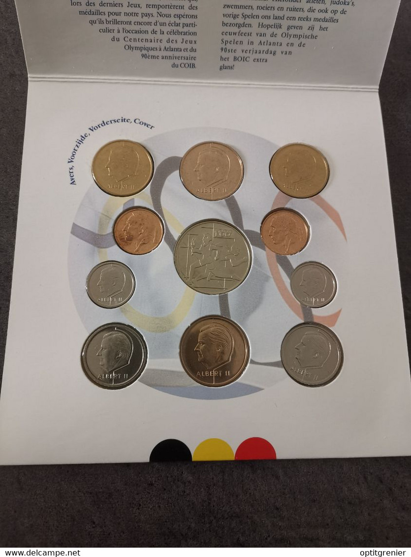 COFFRET BELGIQUE FRANCS FRANK 1996 25ème JO ATLANTA UNC FDC BU SET BELGIUM COINS - FDC, BU, BE, Astucci E Ripiani