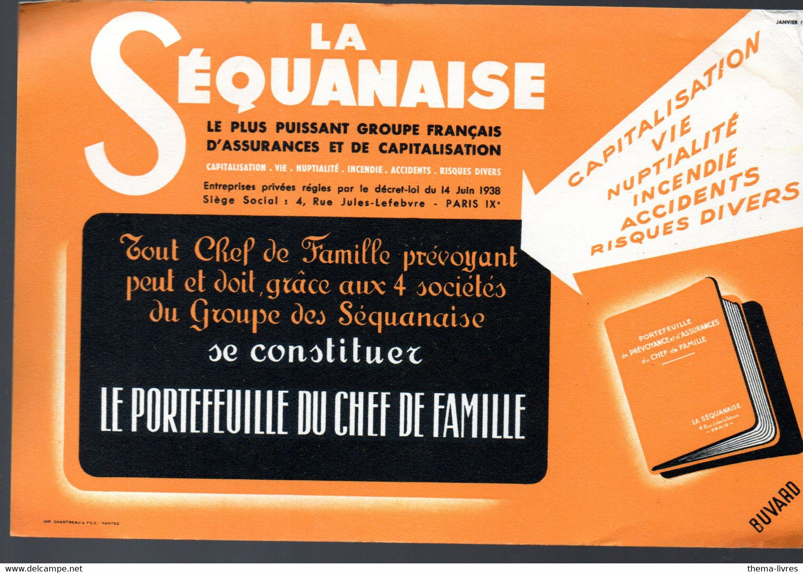 Paris : Buvard LA SEQUANAISE  Assurances  (M5049) - Banca & Assicurazione