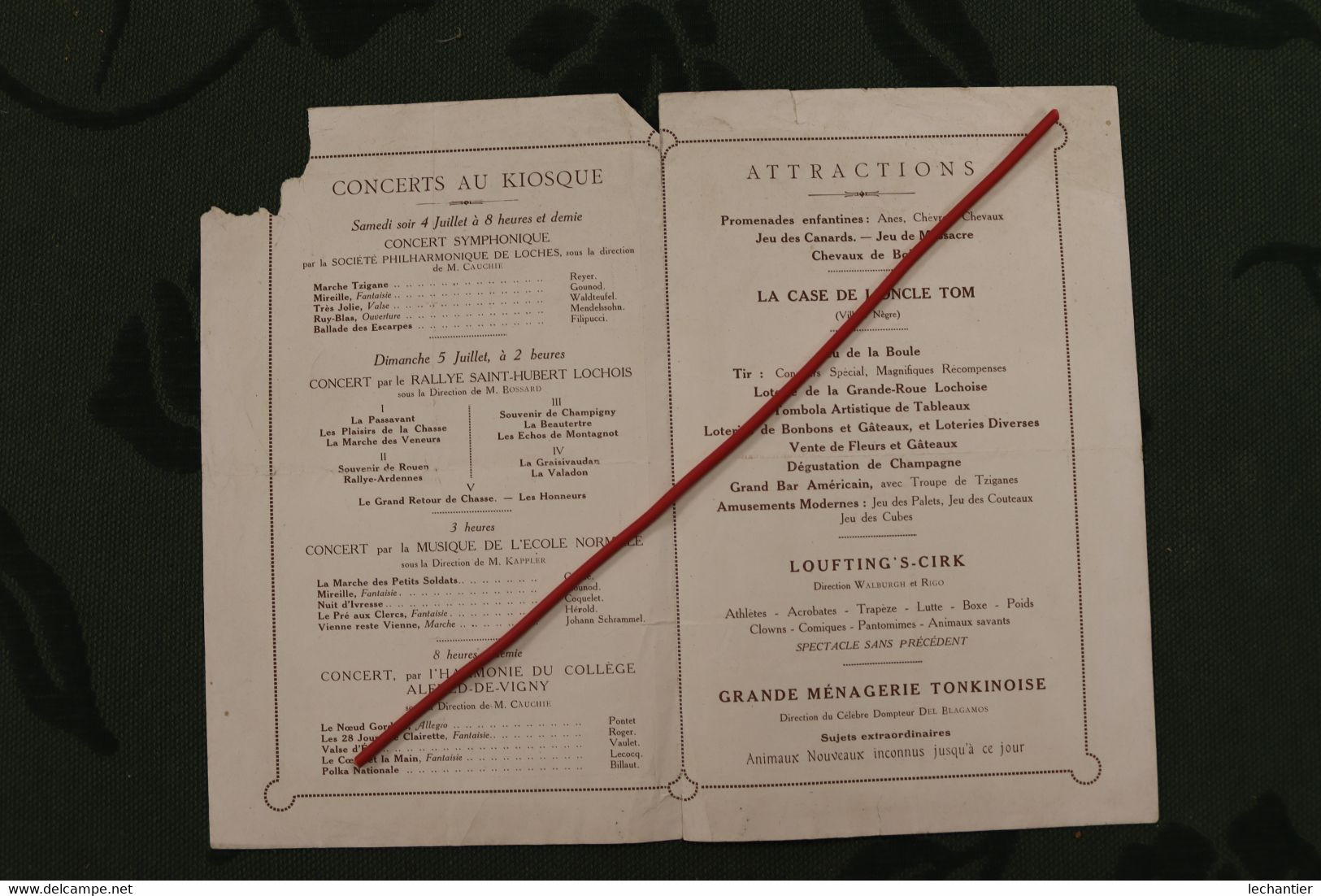 LOCHES - 4 Et 5 Juillet 1914  Kermesse De Bienfaisance . Programme Des Concerts, Fétes Et Représentations. - Programme