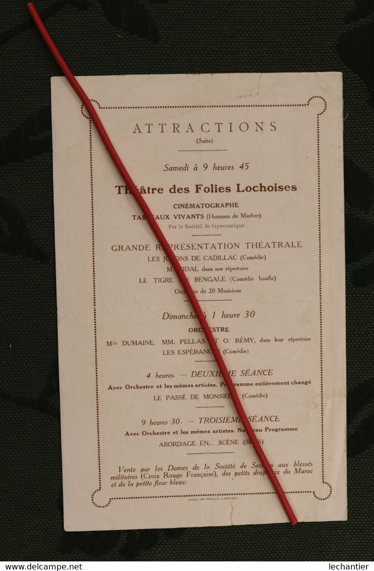 LOCHES - 4 Et 5 Juillet 1914  Kermesse De Bienfaisance . Programme Des Concerts, Fétes Et Représentations. - Programme