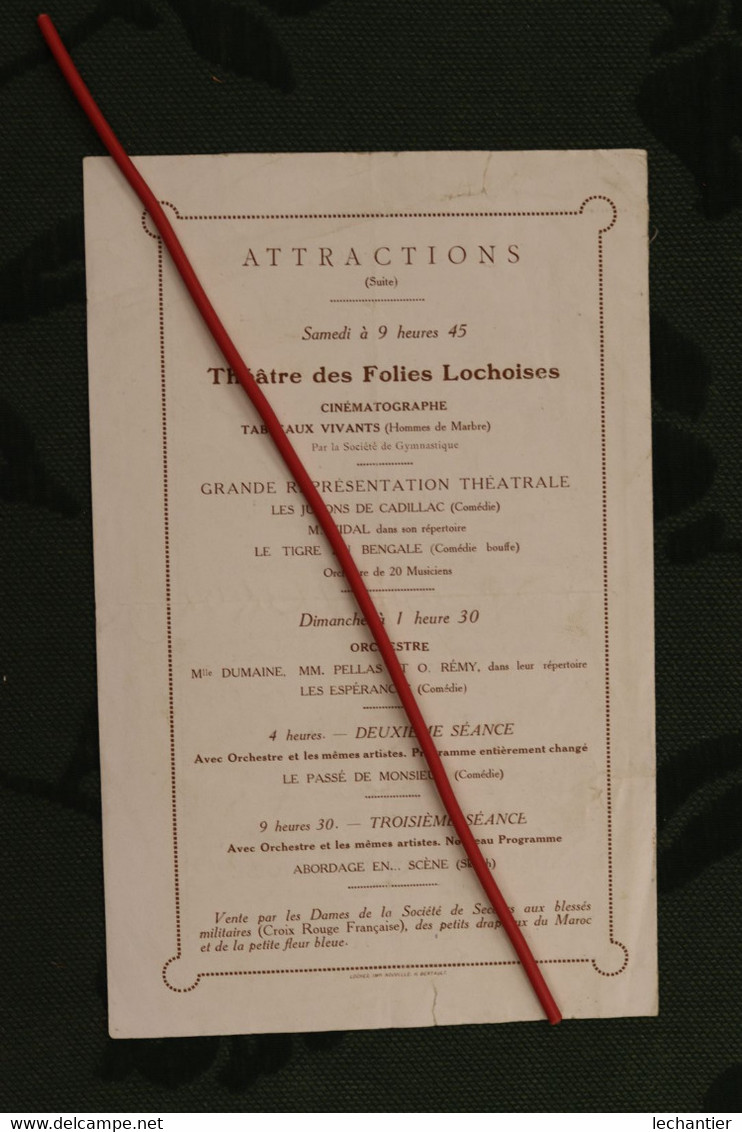 LOCHES - 4 Et 5 Juillet 1914  Kermesse De Bienfaisance . Programme Des Concerts, Fétes Et Représentations. - Programme