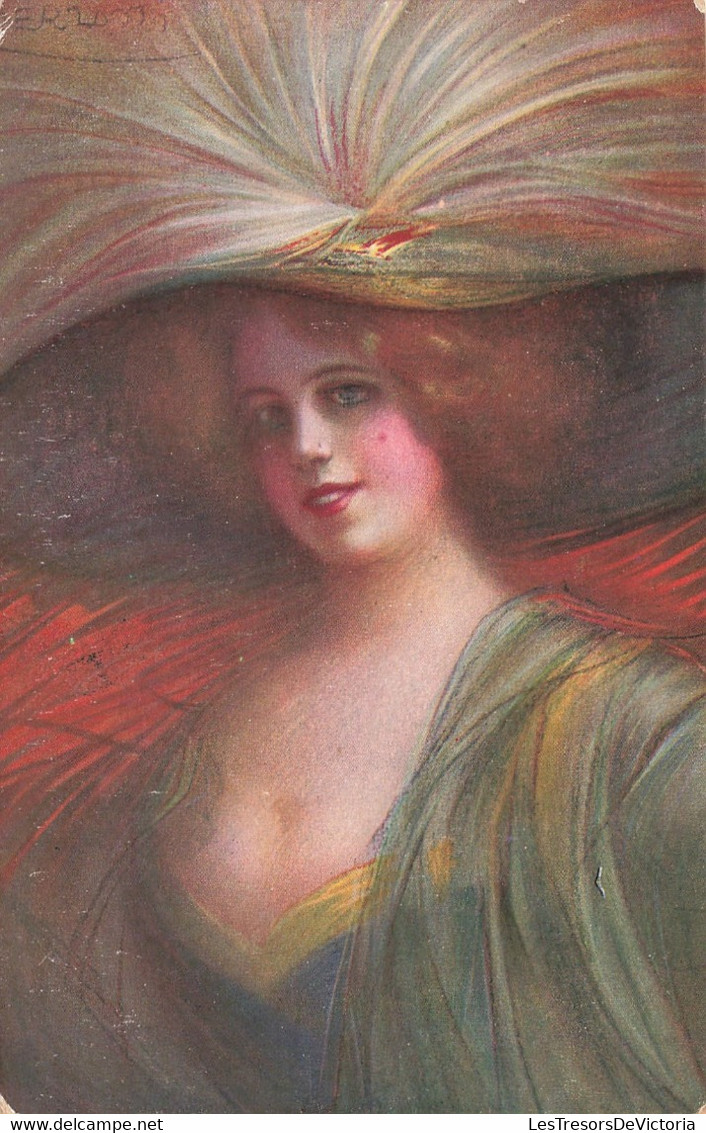Illustrateur  - Guerzoni - Femme Au Chapeau Tons D'automne - Atristica A. Scrocchi - Carte Postale Ancienne - Other & Unclassified