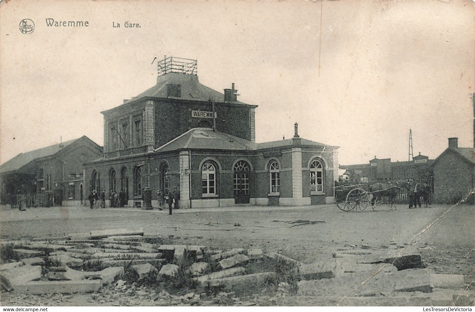 Belgique - Waremme - La Gare - Collec. A. Moureau - Edit. Nels - Animé - Charette - Cheval - Carte Postale Ancienne - Borgworm