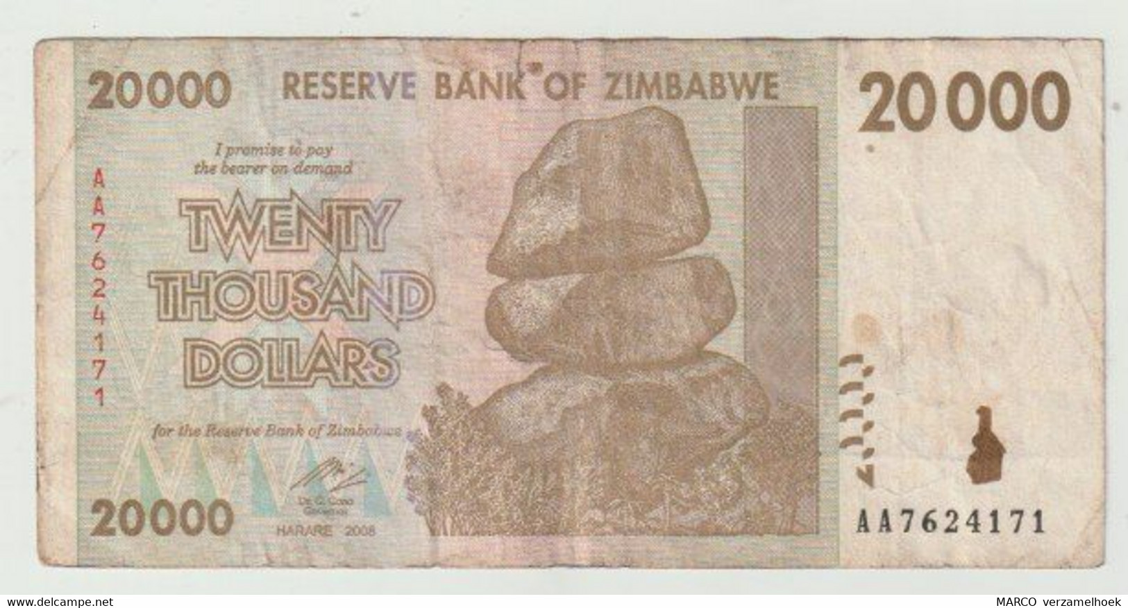 Used Banknote Zimbabwe 20.000 Dollars 2008 - Zimbabwe