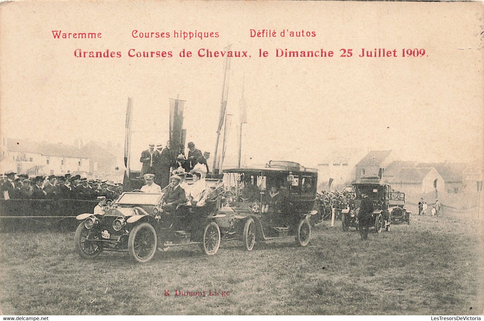 Belgique - Waremme - Courses Hippiques Défilé D'autos - Edit. Dumont - Animé - Automobile - Carte Postale Ancienne - Waremme