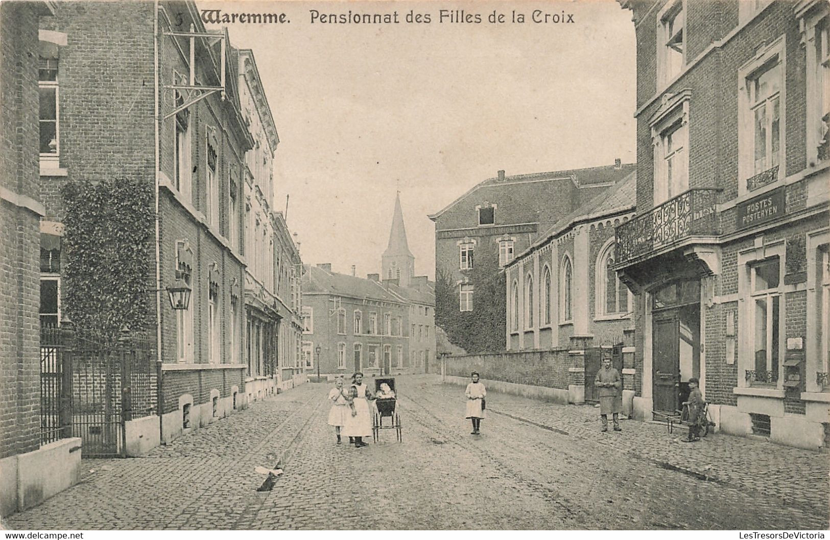 Belgique - Waremme - Pensionnat Des Filles De La Croix - Edit. N.Laflotte - Animé - Clocher -  - Carte Postale Ancienne - Waremme