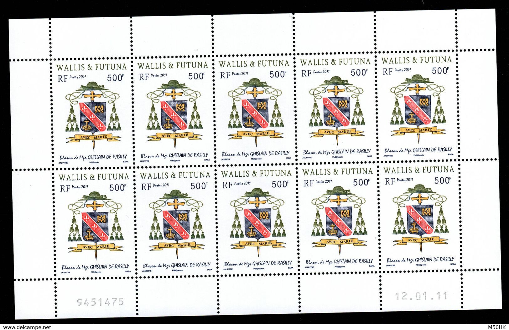 Wallis Et Futuna - YV 746 N** MNH En Feuillet Complet De 10 Timbres Avec Coin Daté - Neufs