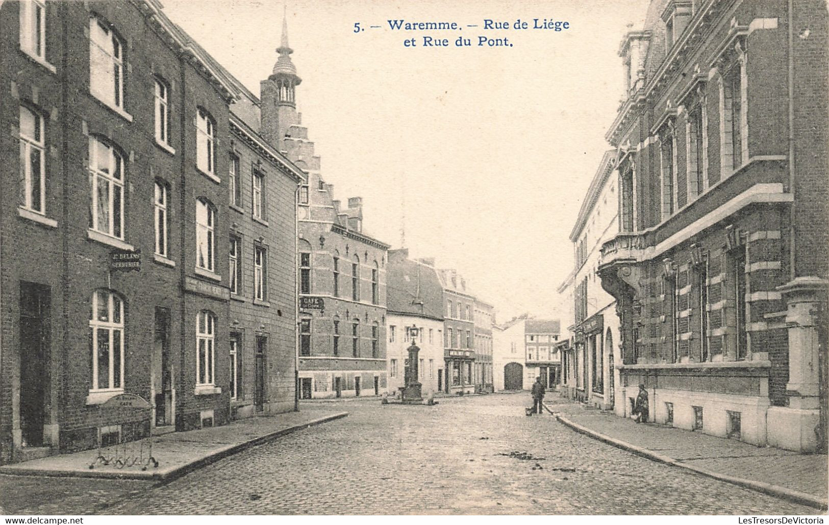 Belgique - Waremme - Rue De Liège Et Rue Du Pont - Phot. H. Bertels - Animé - Fontaine - Carte Postale Ancienne - Borgworm