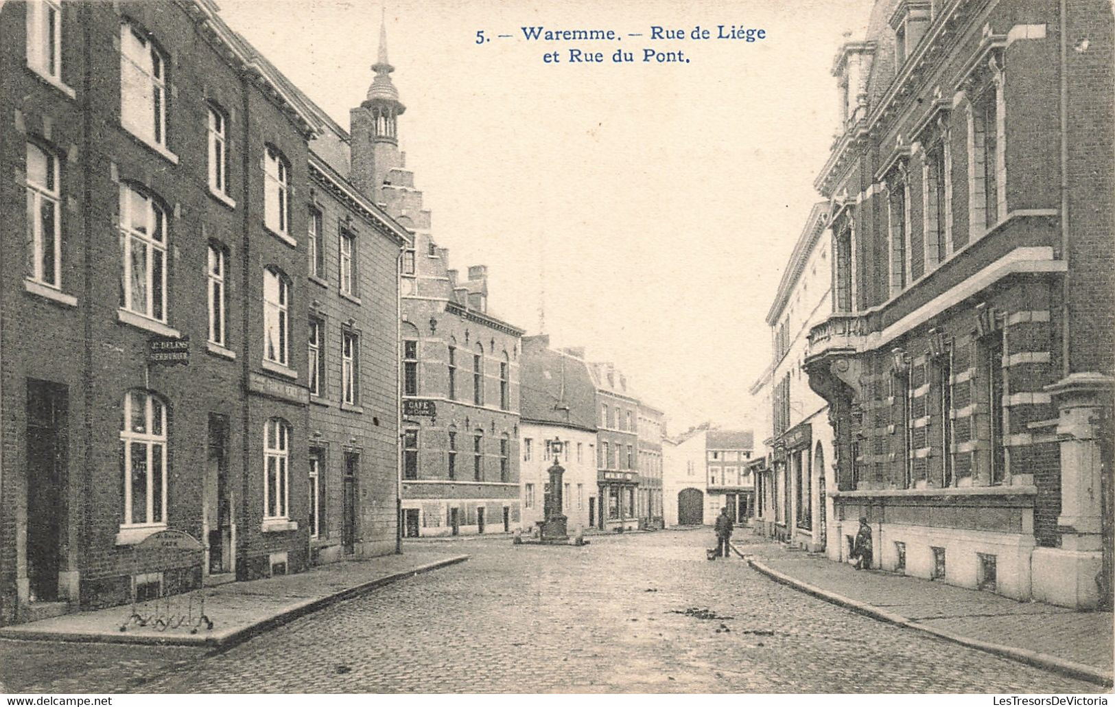 Belgique - Waremme - Rue De Liège Et Rue Du Pont - Phot. H. Bertels - Animé - Fontaine - Carte Postale Ancienne - Waremme