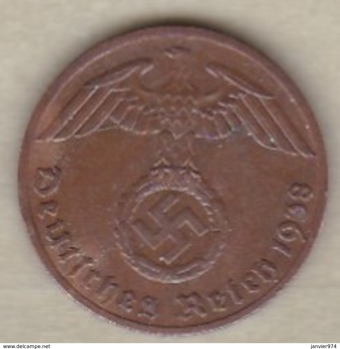 1 Reichspfennig 1938 F (STUTGART)   Bronze - 1 Reichspfennig