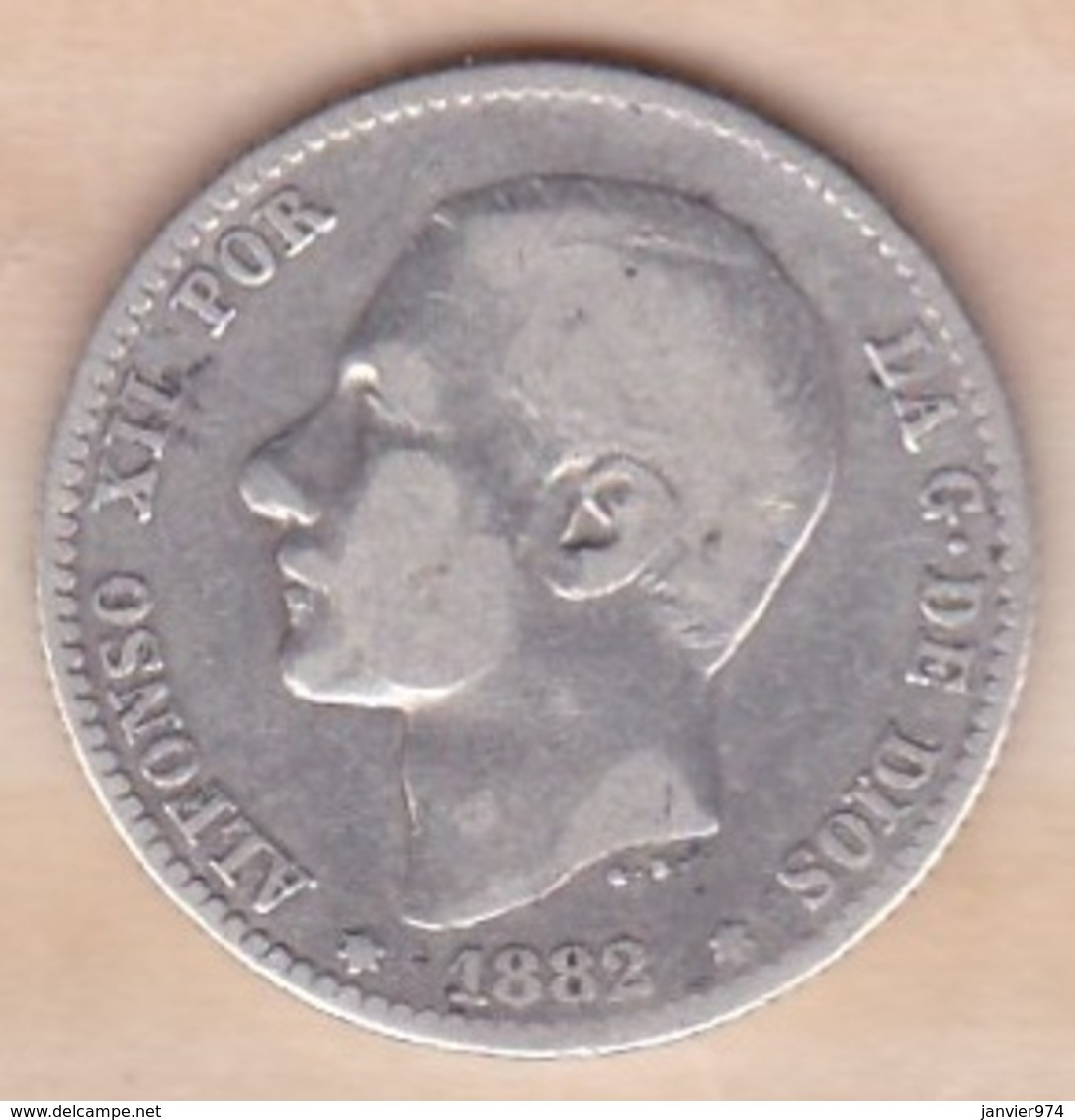 Espagne ,1 Peseta 1882 Alfonso XII , En Argent - Eerste Muntslagen