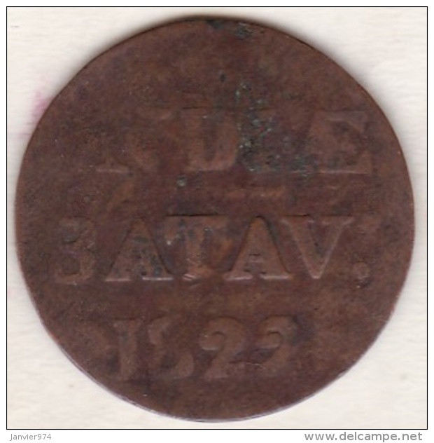 SUMATRA, Netherlands East Indies .1/2 Stuiver 1822 , Copper, KM# 284.2 - Indonesia