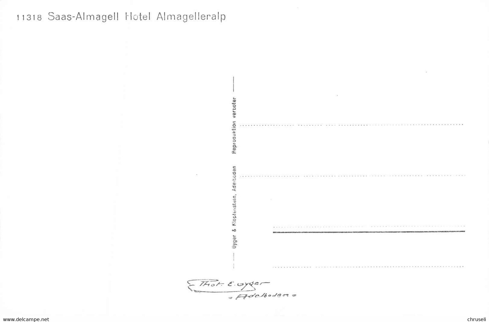 Saas - Almagell Hotel  Gyger Karte - Saas-Almagell