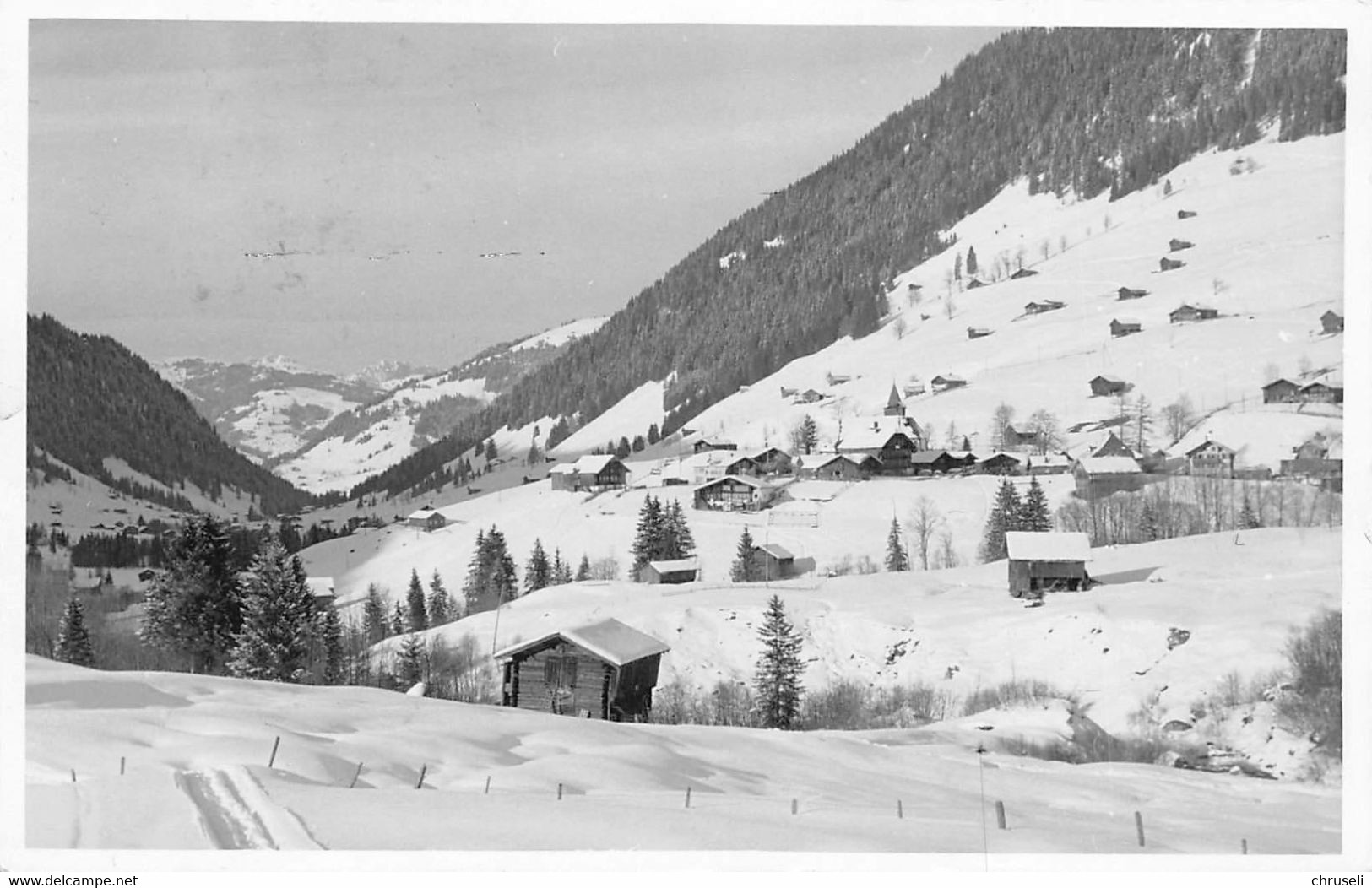 Lauenen Dorf Kirche Winterkarte - Lauenen