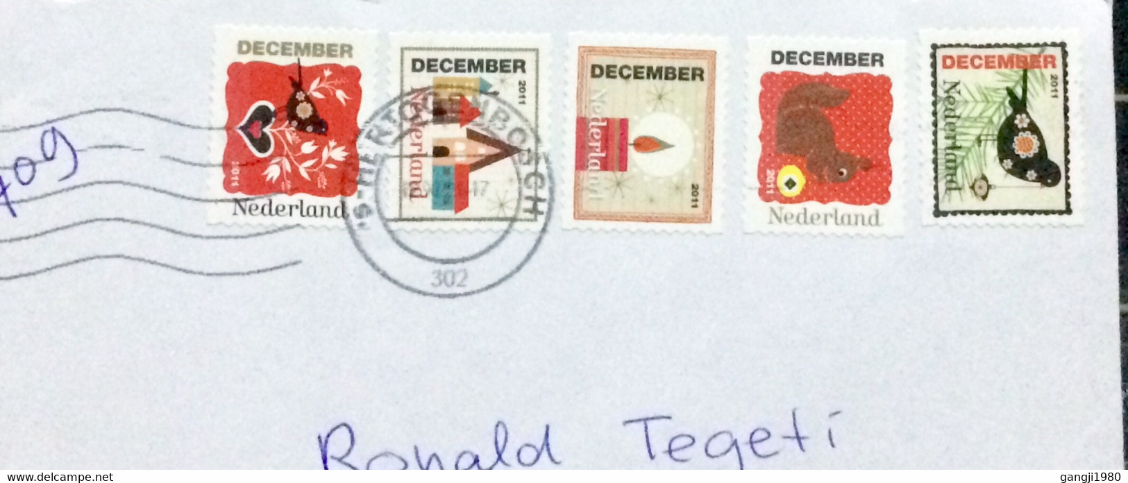 NEDERLAND 2011, COVER USED TO USA, DECEMBER 2011  DIFF  5 STAMP, BIRD, SQUIRREL, HOME, ROTTENBOSCH CITY CANCEL. - Covers & Documents