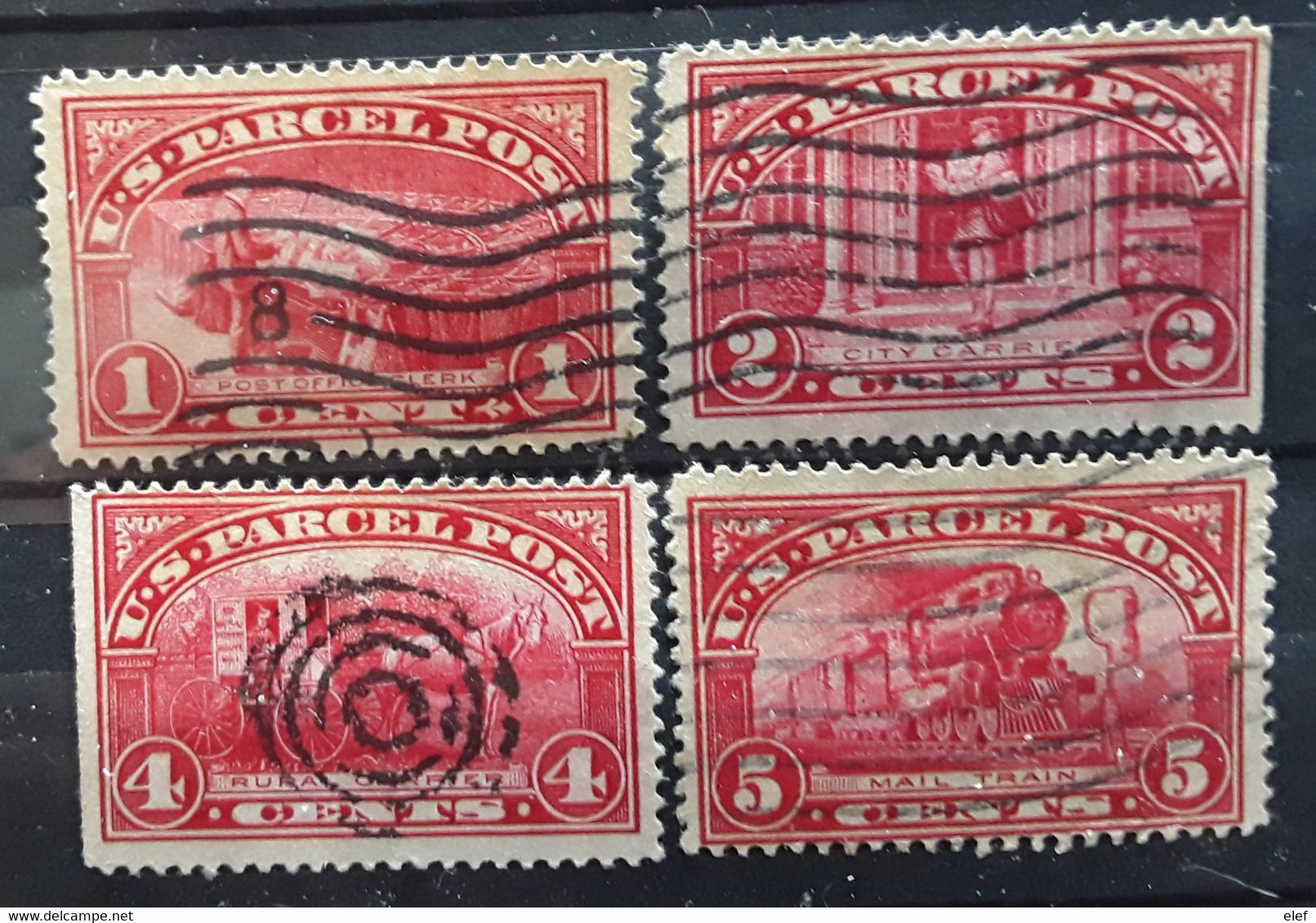 USA ETATS UNIS Colis Postaux PARCEL POST 1912, 4 Timbres Yvert No 1,2, 4, 5 , Obl TB - Pacchi