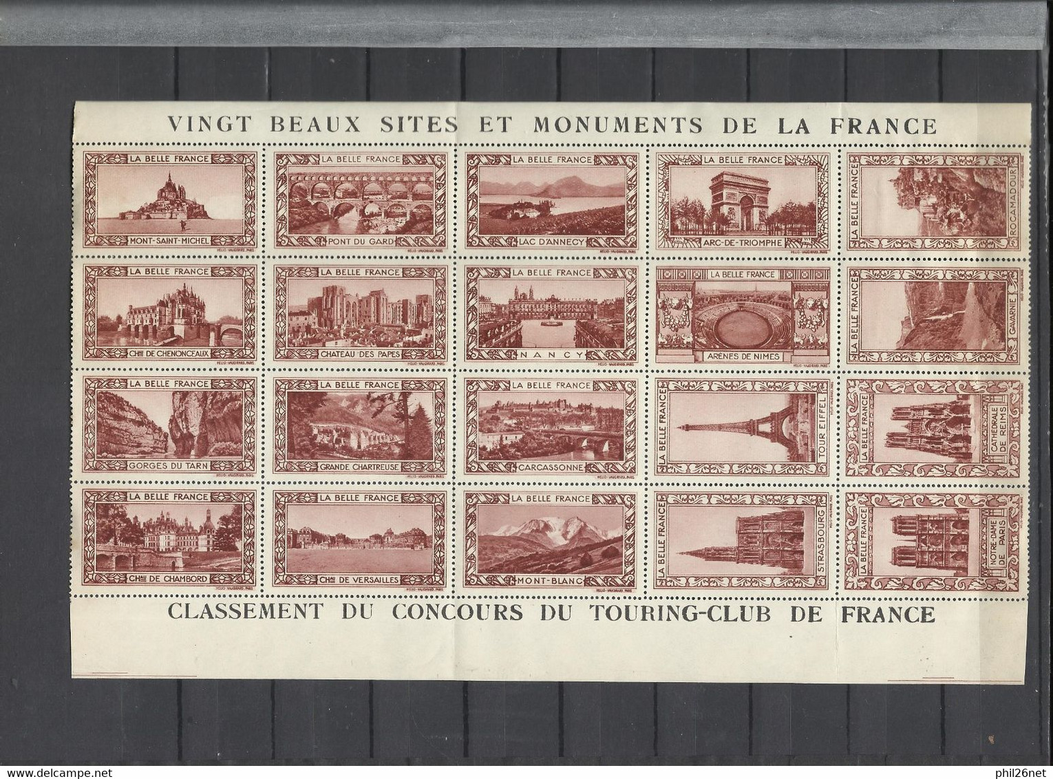 France  La Belle France    Les 20 Sites Et Monuments Touring  Club     Neuf     *  *    B / TB     (4 * )  Voir Scans - Tourism (Labels)