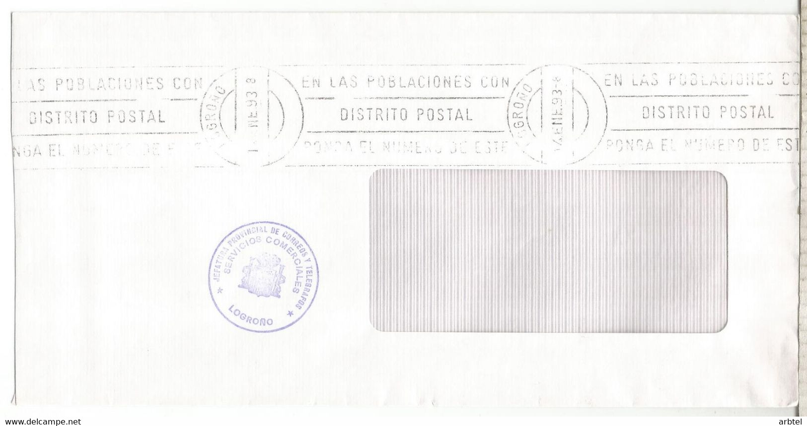 ESPAÑA CC FRANQUICIA POSTAL LOGROÑO LA RIOJA SERVICIOS COMERCIALES - Franchise Postale