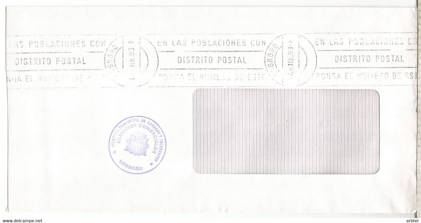 ESPAÑA CC FRANQUICIA POSTAL LOGROÑO LA RIOJA SERVICIOS COMERCIALES - Franquicia Postal