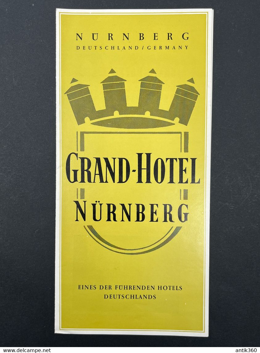 Ancien Dépliant Touristique Publicité Hôtel GRAND HOTEL NURNBERG Allemagne - Reiseprospekte