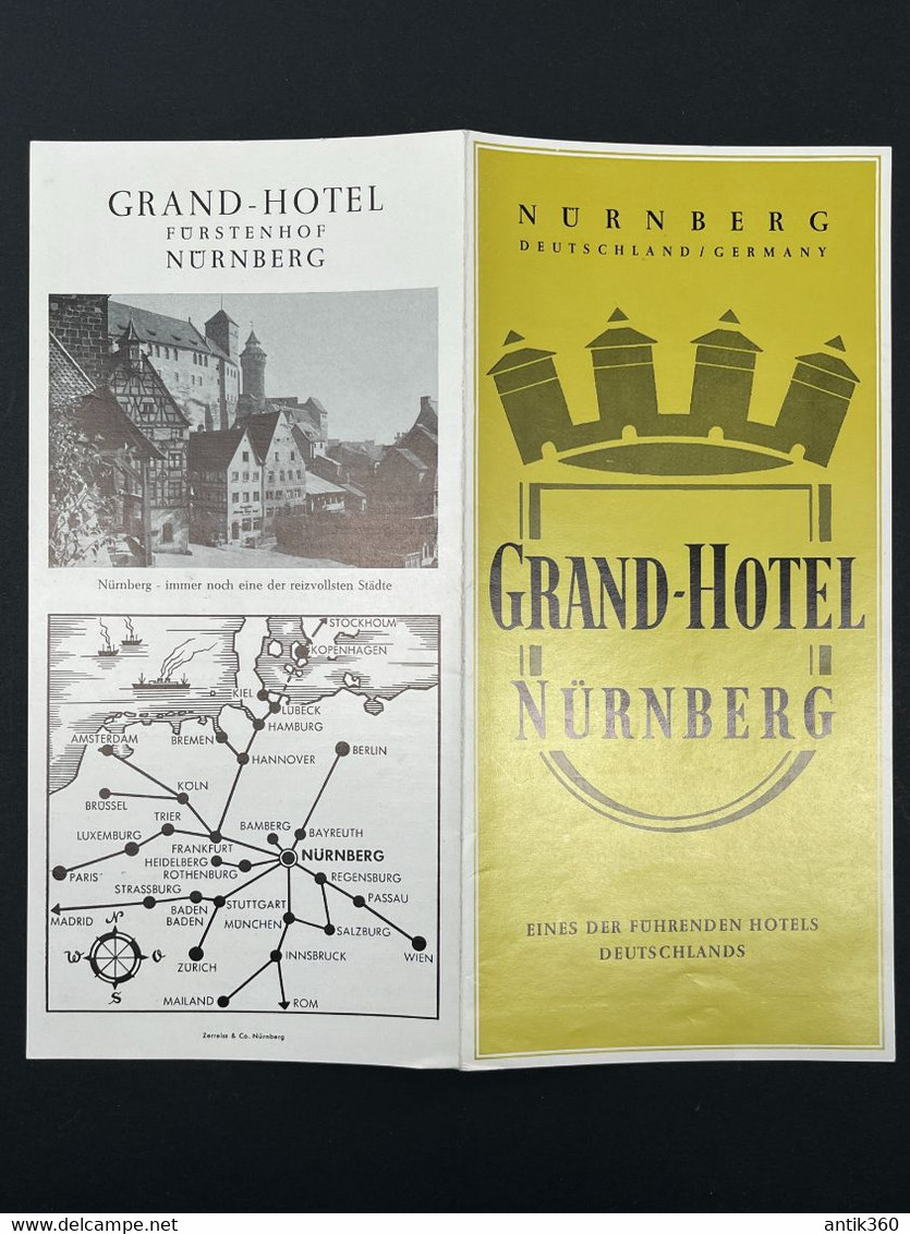 Ancien Dépliant Touristique Publicité Hôtel GRAND HOTEL NURNBERG Allemagne - Reiseprospekte