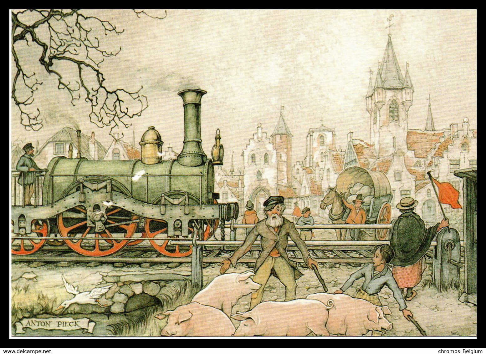 Kaart 419  Anton Pieck  "De Stoomtrein Komt Aan" - Pieck, Anton