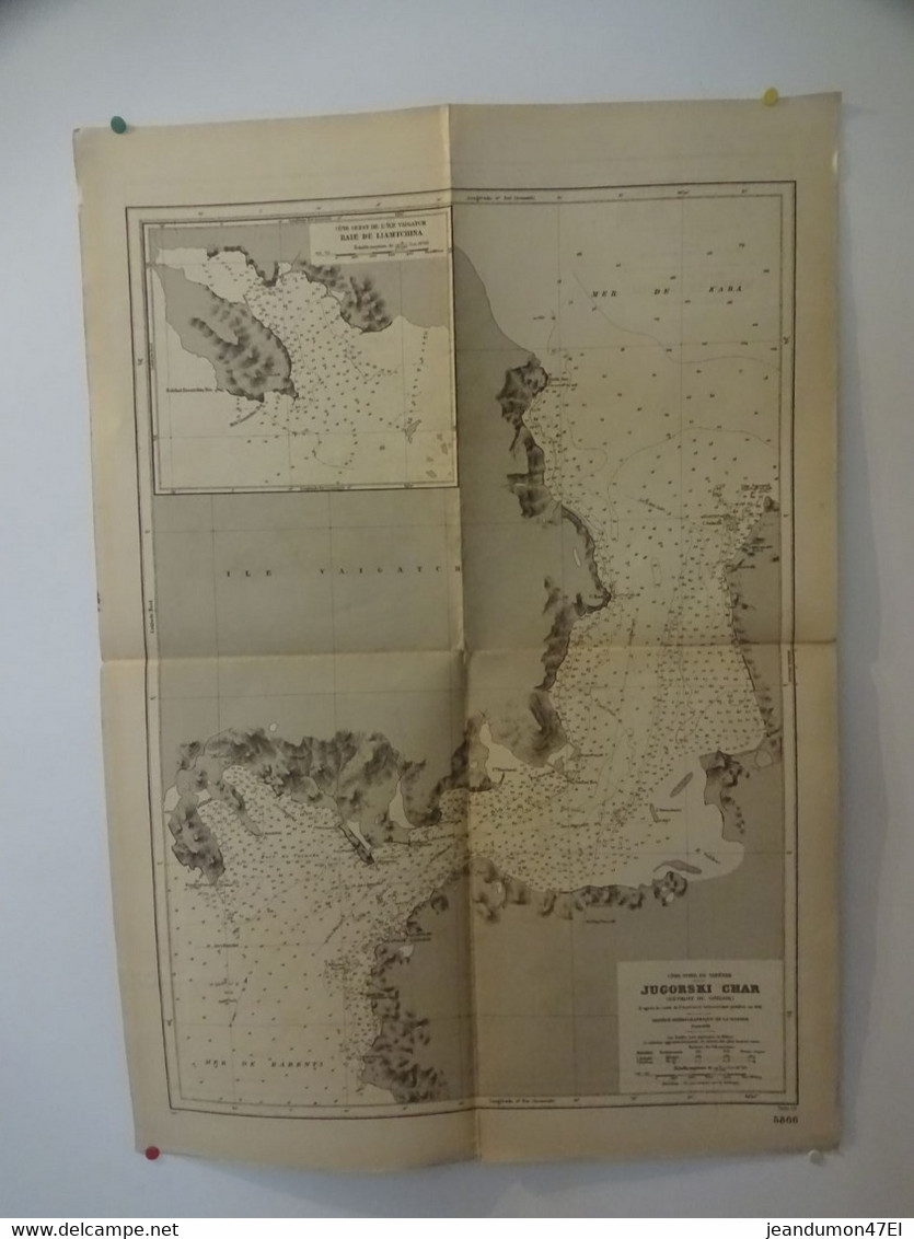 CÔTE OUEST DE L'ÎLE VAIGATCH BAIE DE LIAMTCHINA - CÔTE NORD DE SIBERIE  JUGORSKI CHAR. 53 Cms  X 74 Cms - Nautical Charts