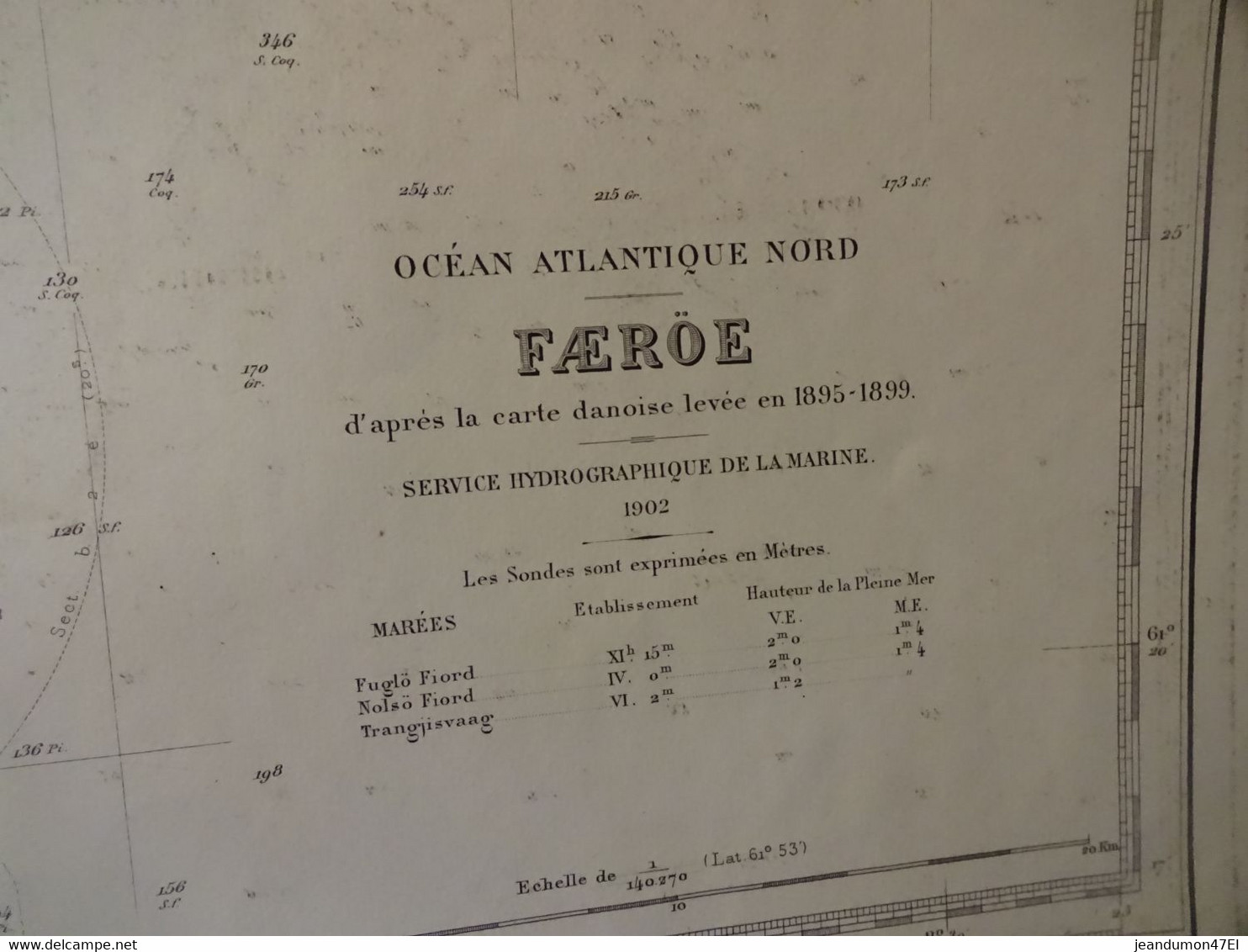 OCEAN ATLANTIQUE NORD - FAERÖE. 105 Cms  X 74 Cms - Cartas Náuticas