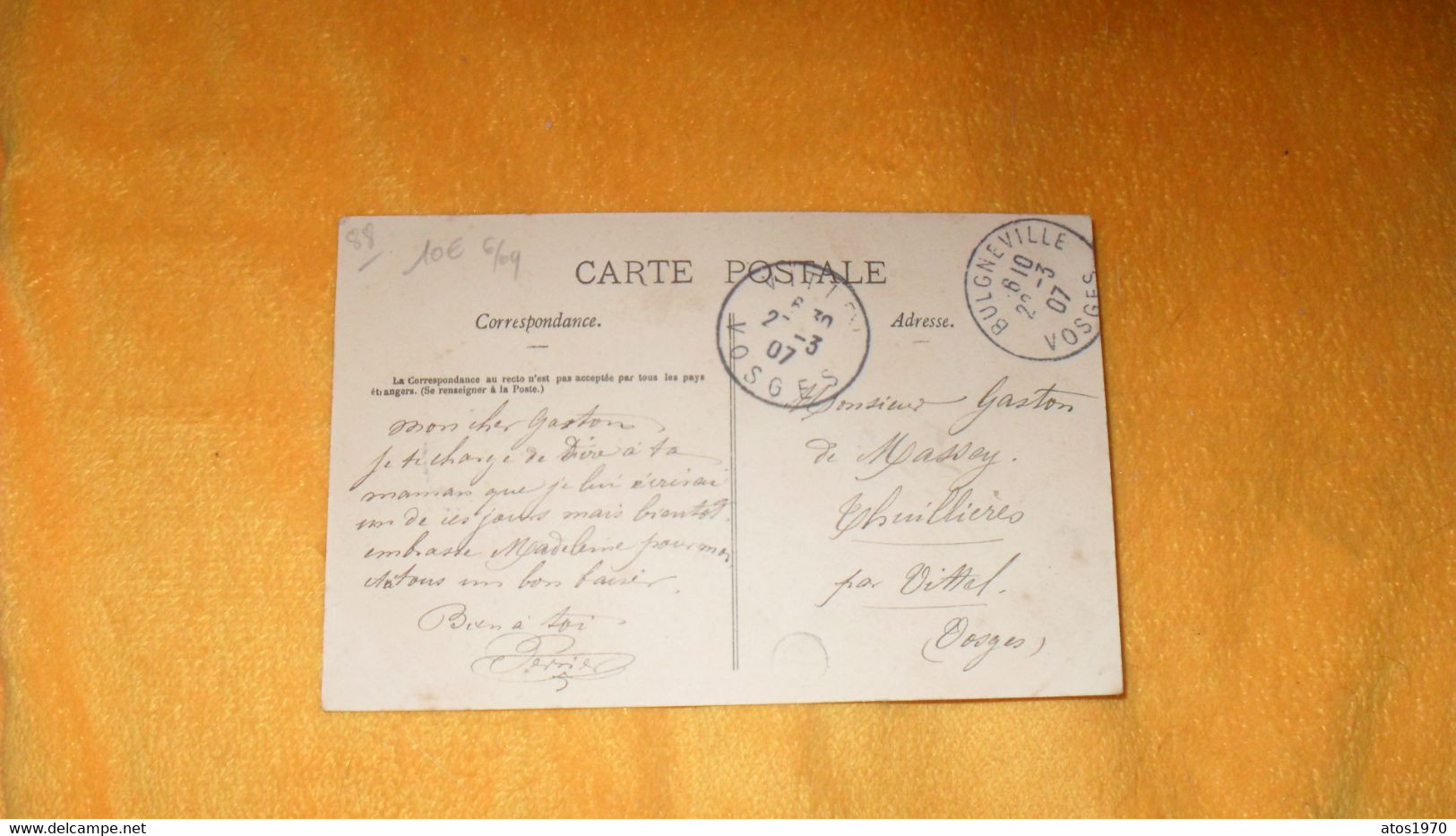 CARTE POSTALE ANCIENNE CIRCULEE DE 1907../ BULGNEVILLE.- LA PLACE..CACHETS + TIMBRE - Bulgneville