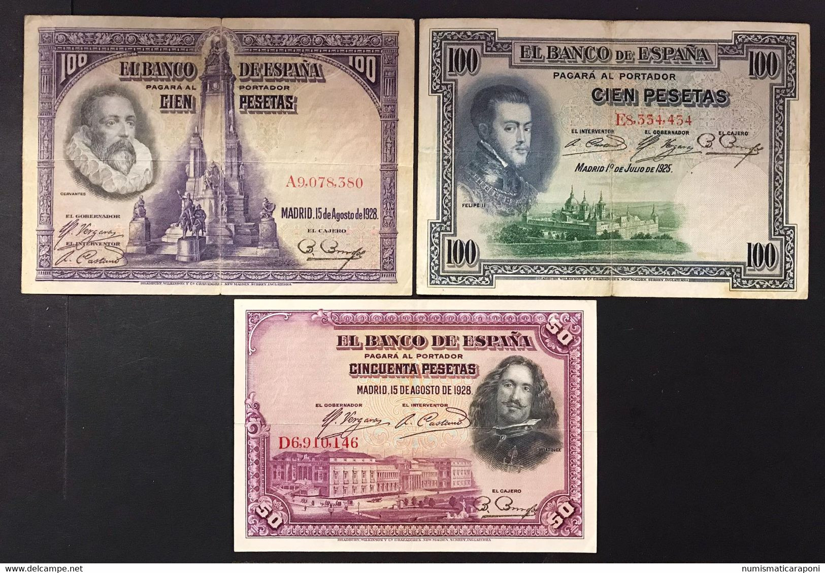 SPAGNA / SPAIN 100 1925 + 50 + 100 PESETAS 1928  Lotto.4156 - 100 Pesetas