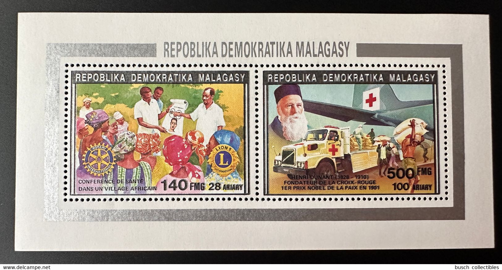Madagascar Madagaskar 1992 Mi. 1391 / 1394 I Red Cross Henri Dunant Croix Rouge Lions International Rotary - Henry Dunant