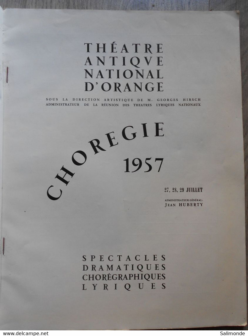 Programme Officiel Du Théâtre Antique D'Orange 1957 - Programmes