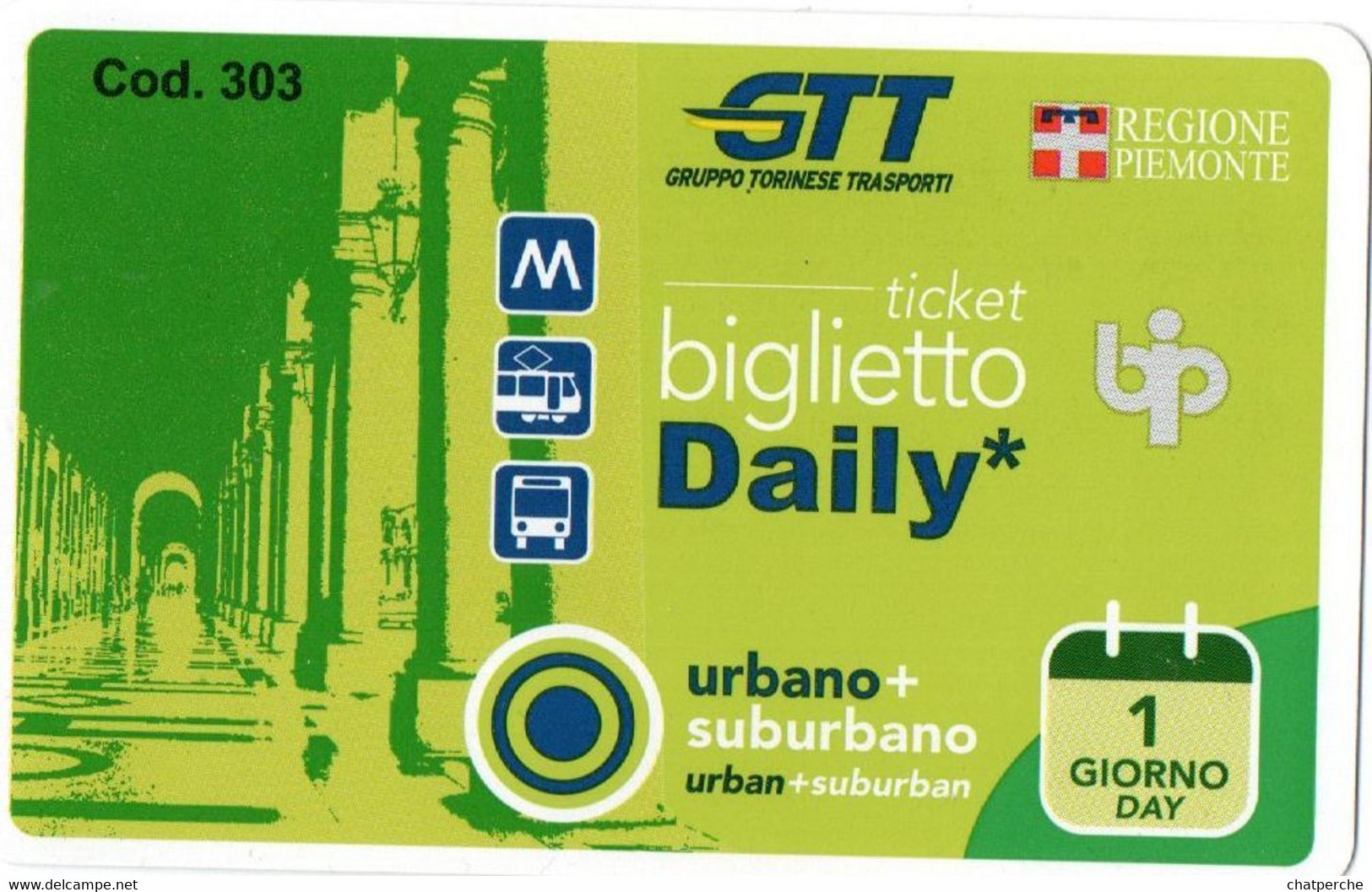 BILLET TITRE TRANSPORT URBAIN SUBURBAIN VALIDITE 1 JOUR STT REGION DU PIEMONT - Europa