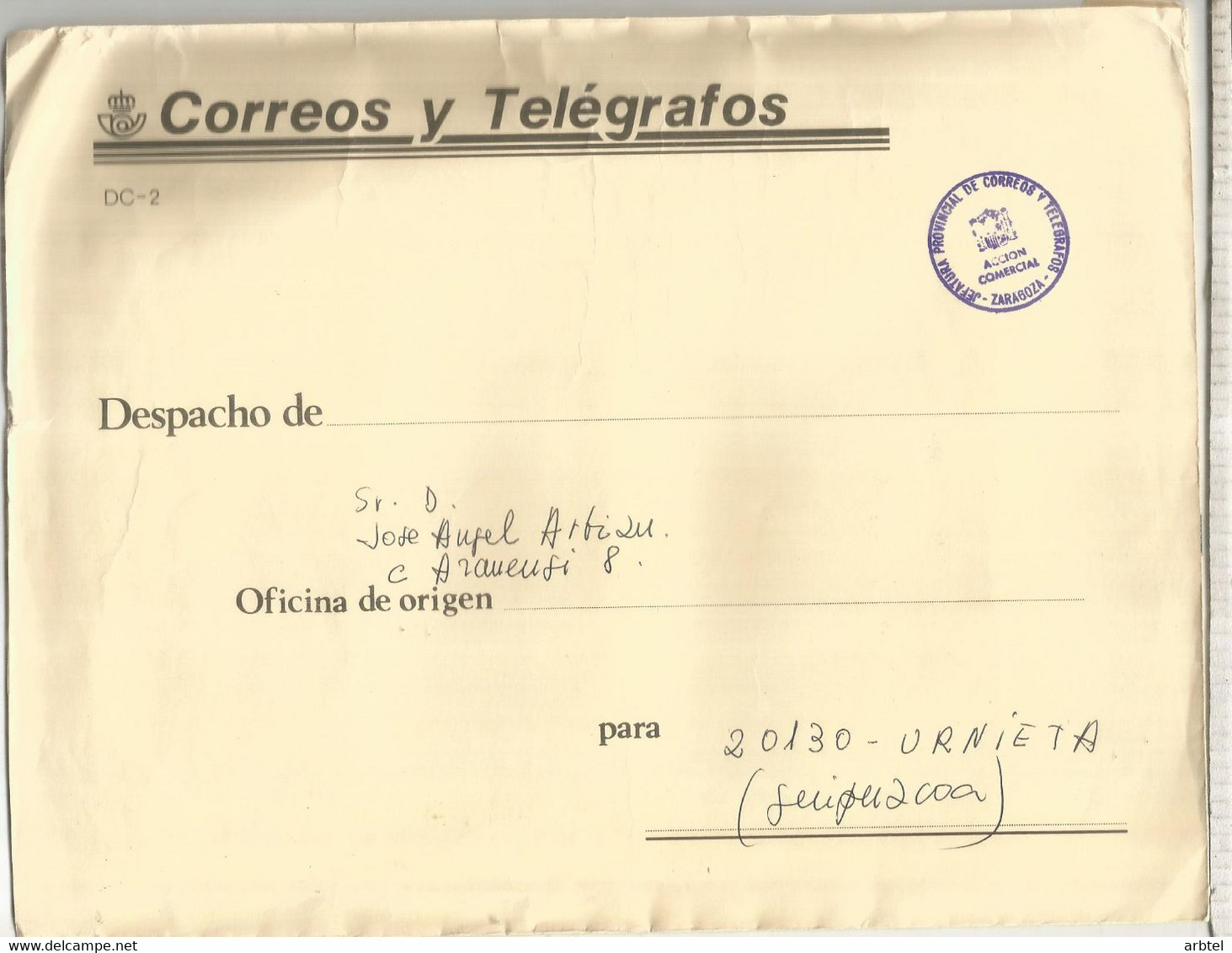 ESPAÑA FRANQUICIA DE CORREOS ZARAGOZA ACCION COMERCIAL - Postage Free