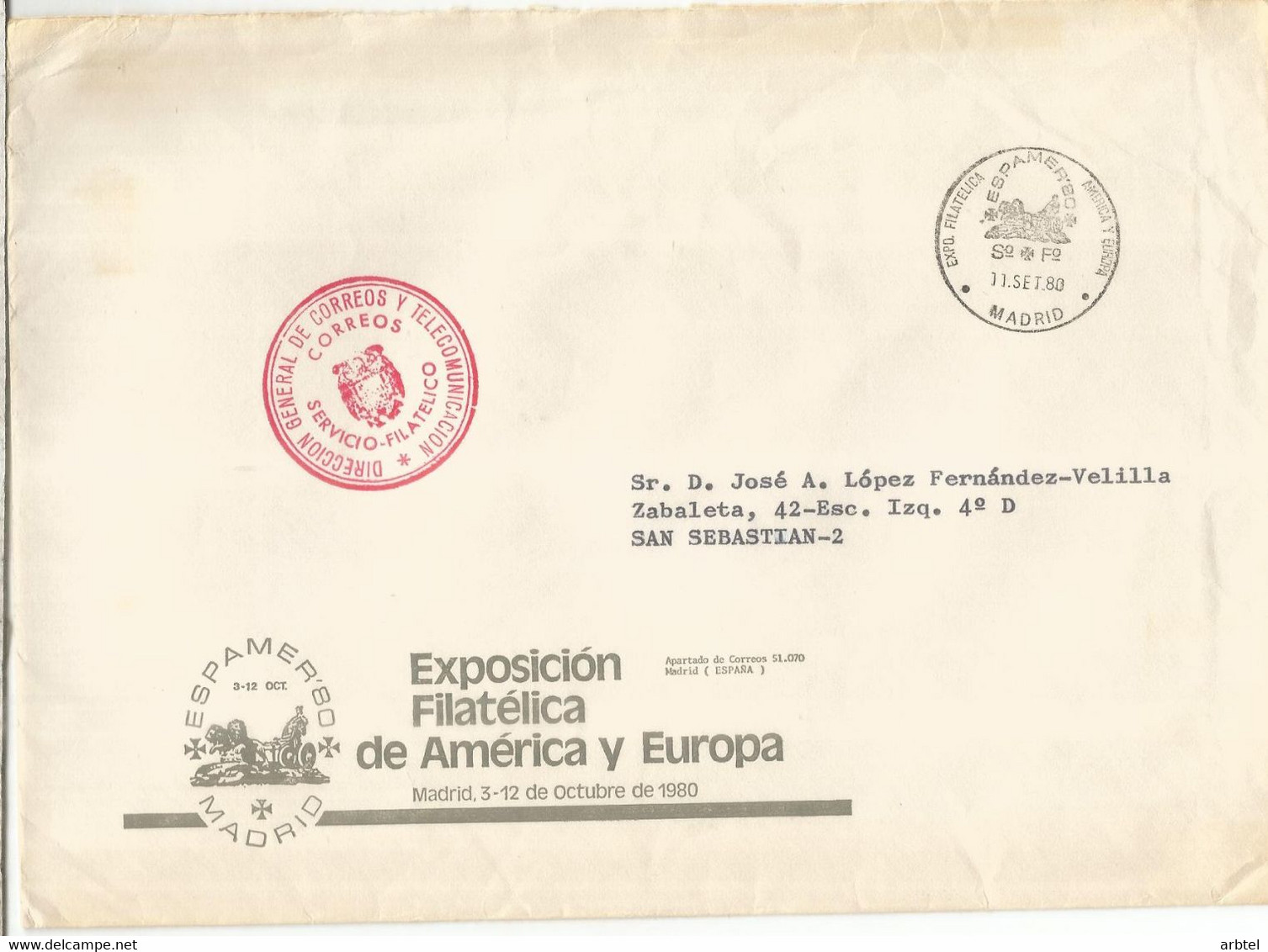ESPAÑA FRANQUICIA DE CORREOS MADRID MAT SERVICIO FILATELICO ESPAMER 80 - Franchigia Postale