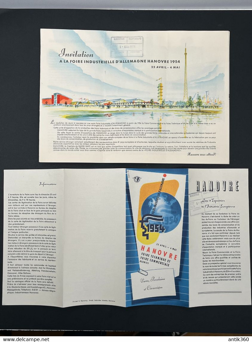 Anciens Dépliants Touristiques Publicité HANOVRE 1954 Foire Industrielle D'Allemagne Verre Porcelaine Et Céramique - Reiseprospekte