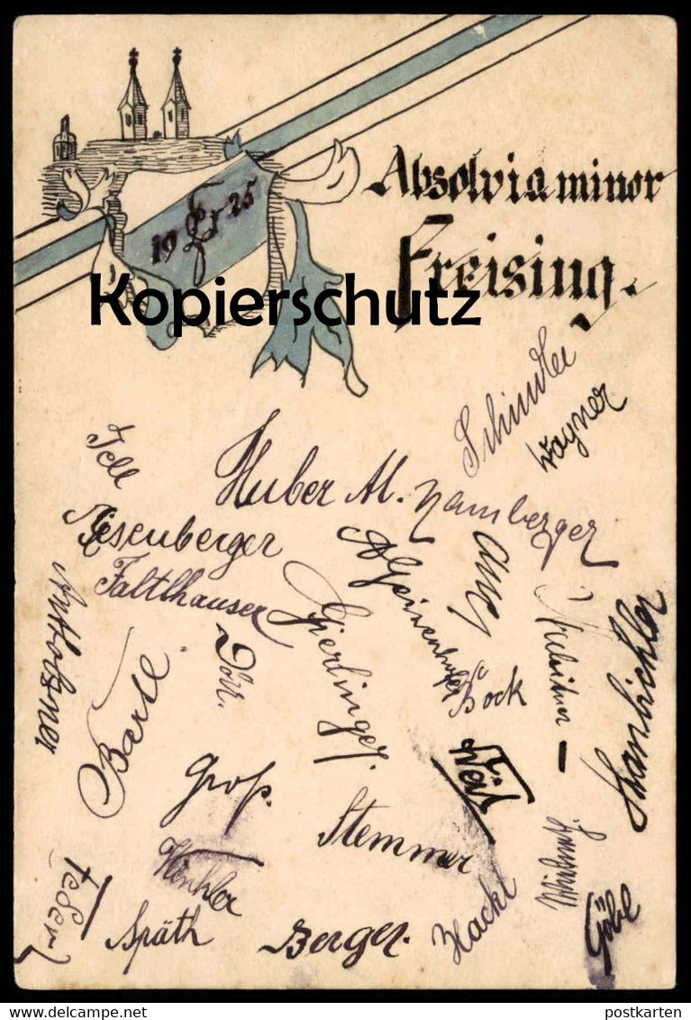 ALTE POSTKARTE ABSOLVIA MINOR FREISING 1925 ABITUR COULEURKARTE STUDENTIKA STUDENTICA UNTERSCHRIFT SPÄTH FALTHAUSER - Freising