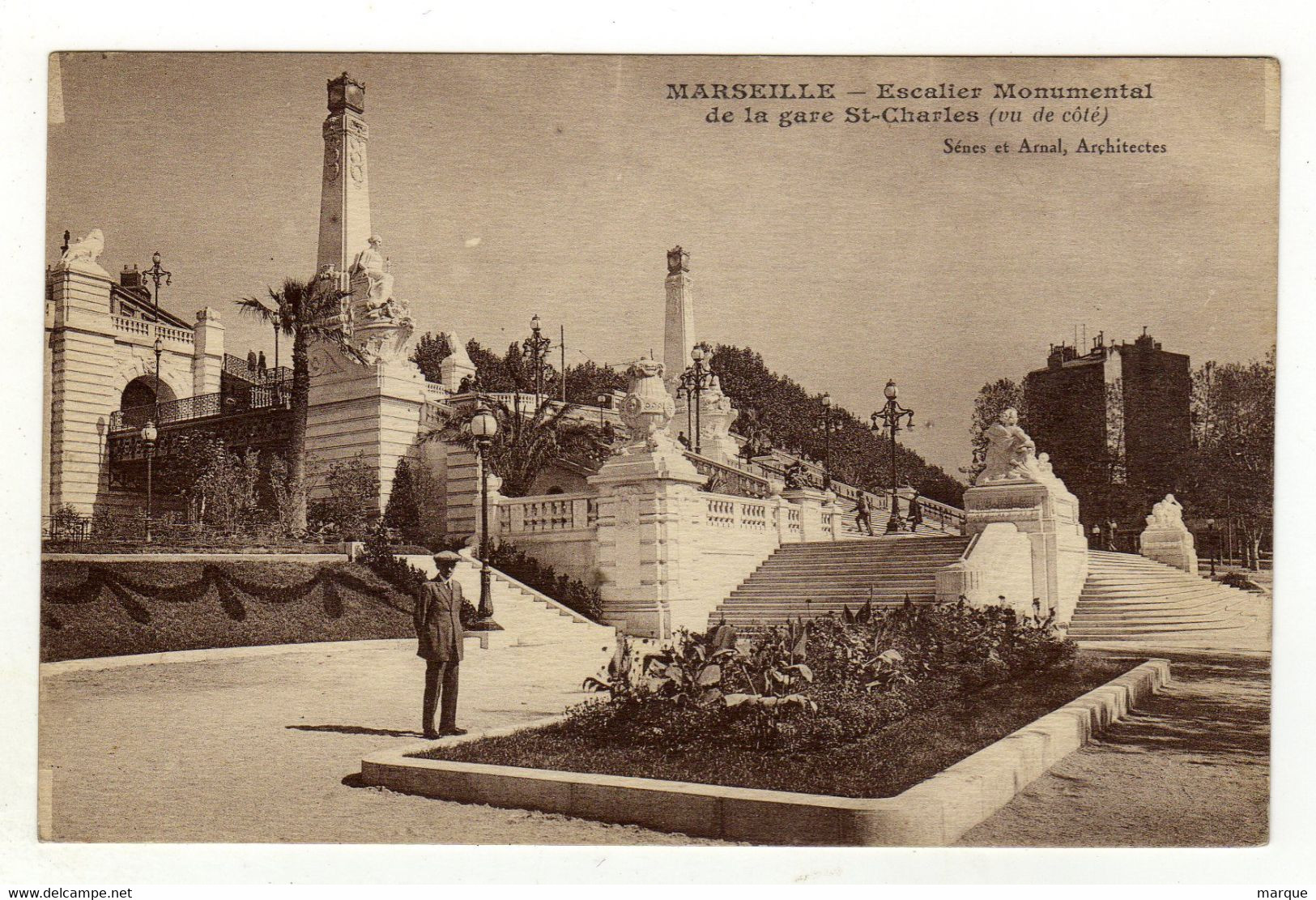 Cpa MARSEILLE Escalier Monumental De La Gare Saint Charles - Quartier De La Gare, Belle De Mai, Plombières