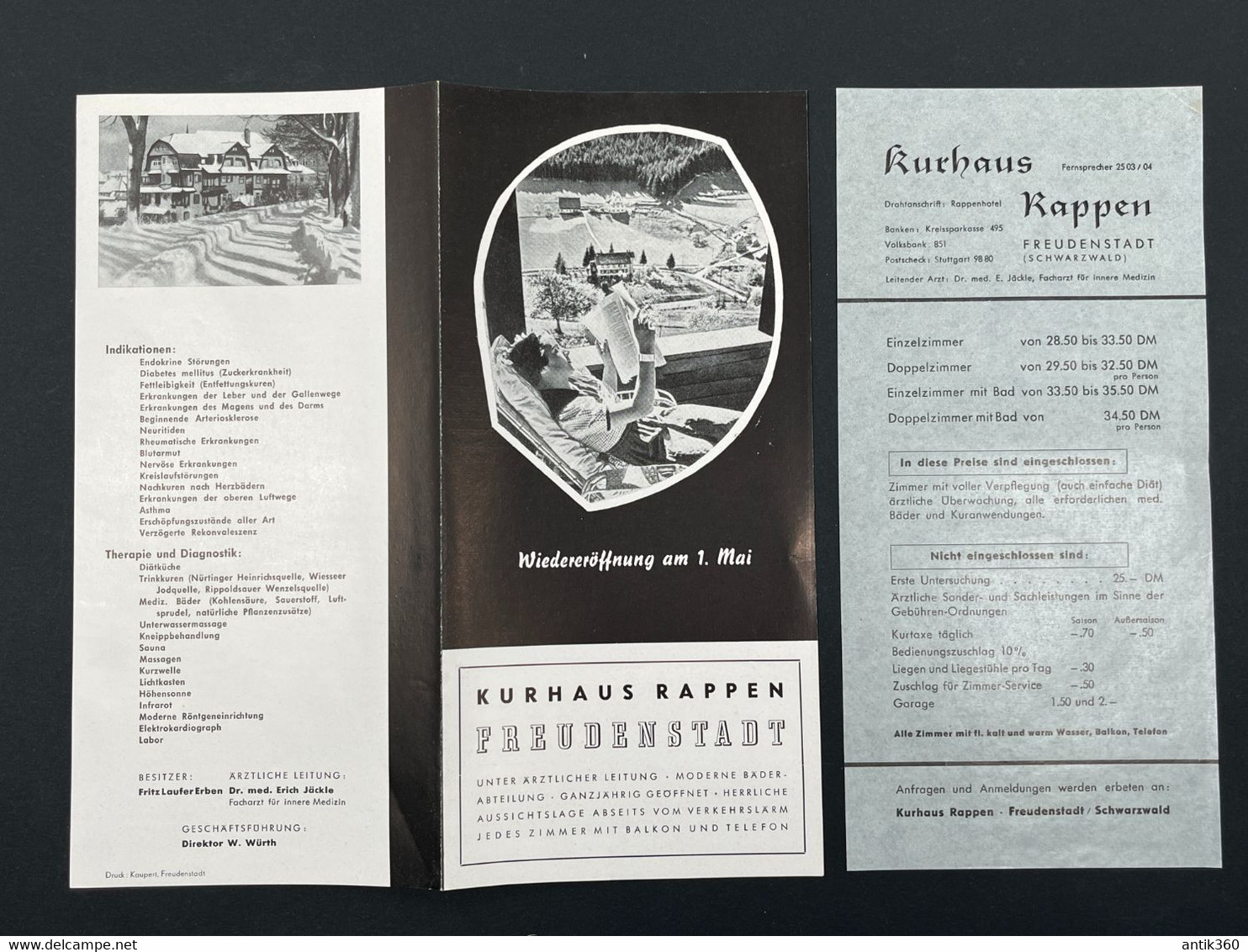 Ancien Dépliant Touristique Publicité HOTEL KURHAUS RAPPEN FREUDENSTADT Allemagne - Tourism Brochures