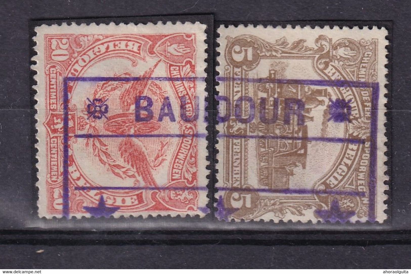 DDDD 675 -- 2 X Timbre Chemin De Fer Cachet De FORTUNE à Etoiles 1919 - Gare De BAUDOUR , Frappe Complète - Sonstige & Ohne Zuordnung