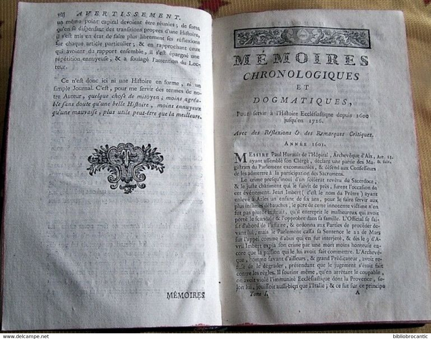 2V.*MEMOIRES CHRONOLOGIQUES Et DOGMATIQUES*Histoire Ecclésiatique 1600-1716 Par AVRIGNY/1781 - 1701-1800